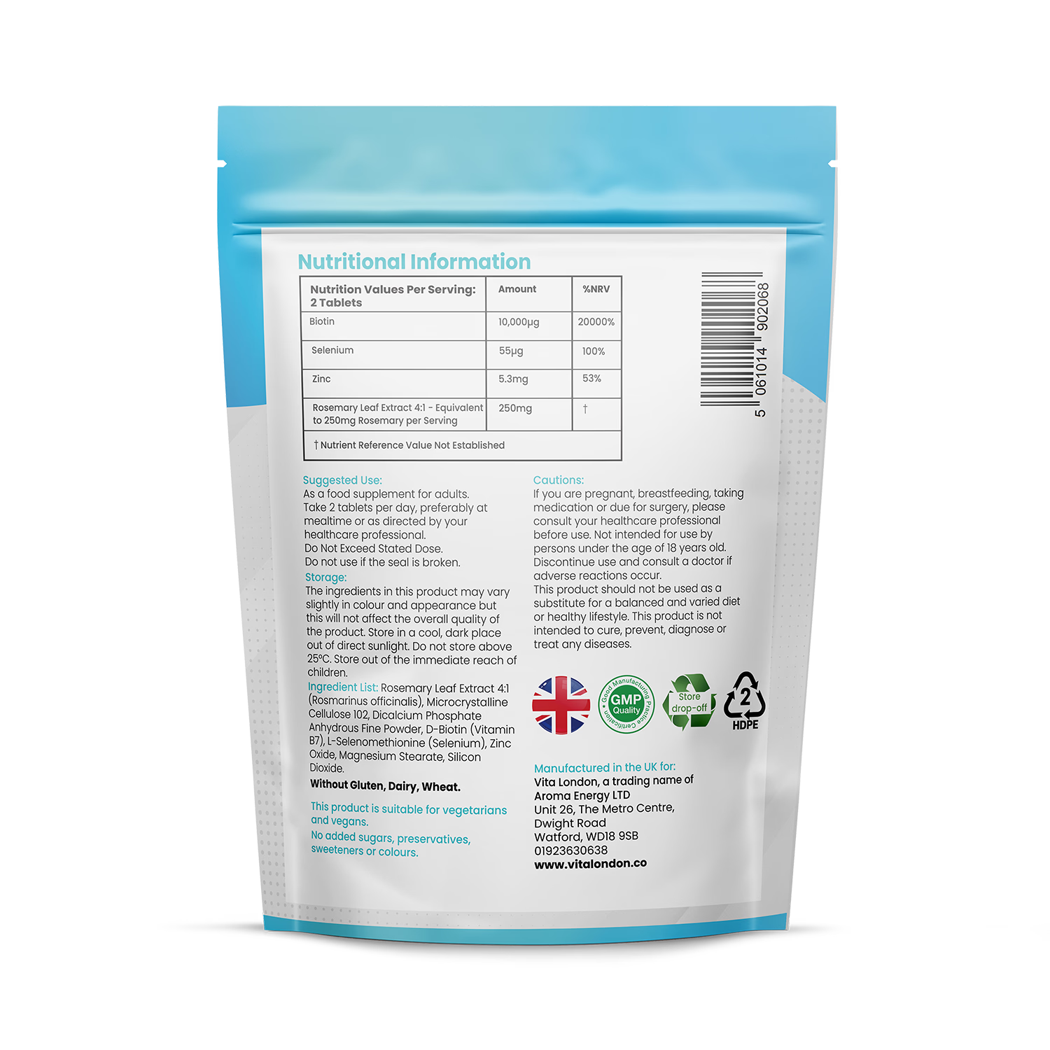 Vita London Hair Skin Nails Growth Complex 120 tablets, imported from the UK