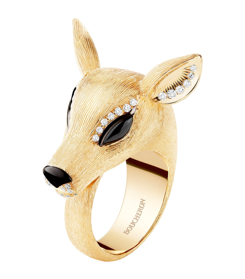 Boucheron yellow gold diamond doe ring, imported from the UK