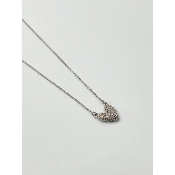 SVNX diamante heart pendant necklace in silver, UK version