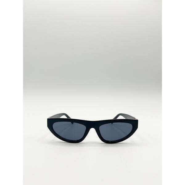 SVNX retro oval sunglasses in black (British brand)