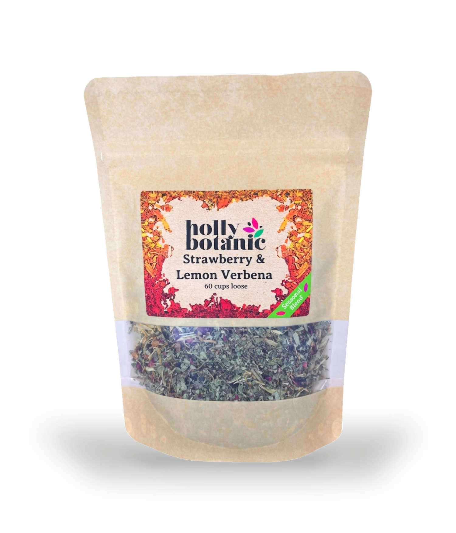 Holly Botanic strawberry lemon verbena tisane 60 cup loose - British product