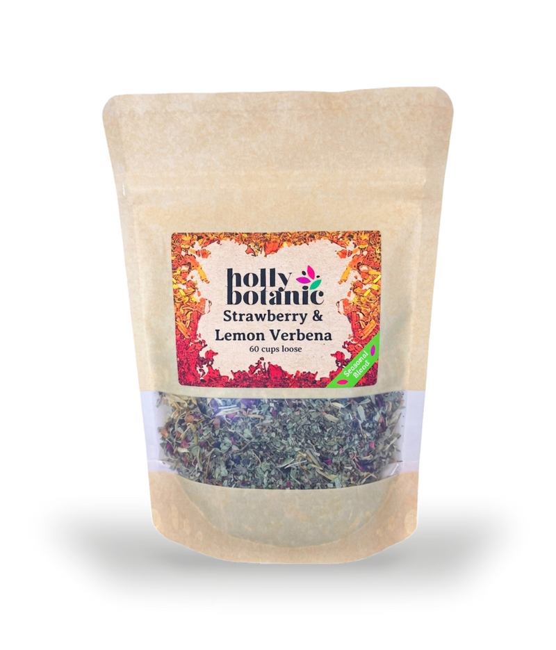 Holly Botanic strawberry lemon verbena tisane 60 cup loose - British product