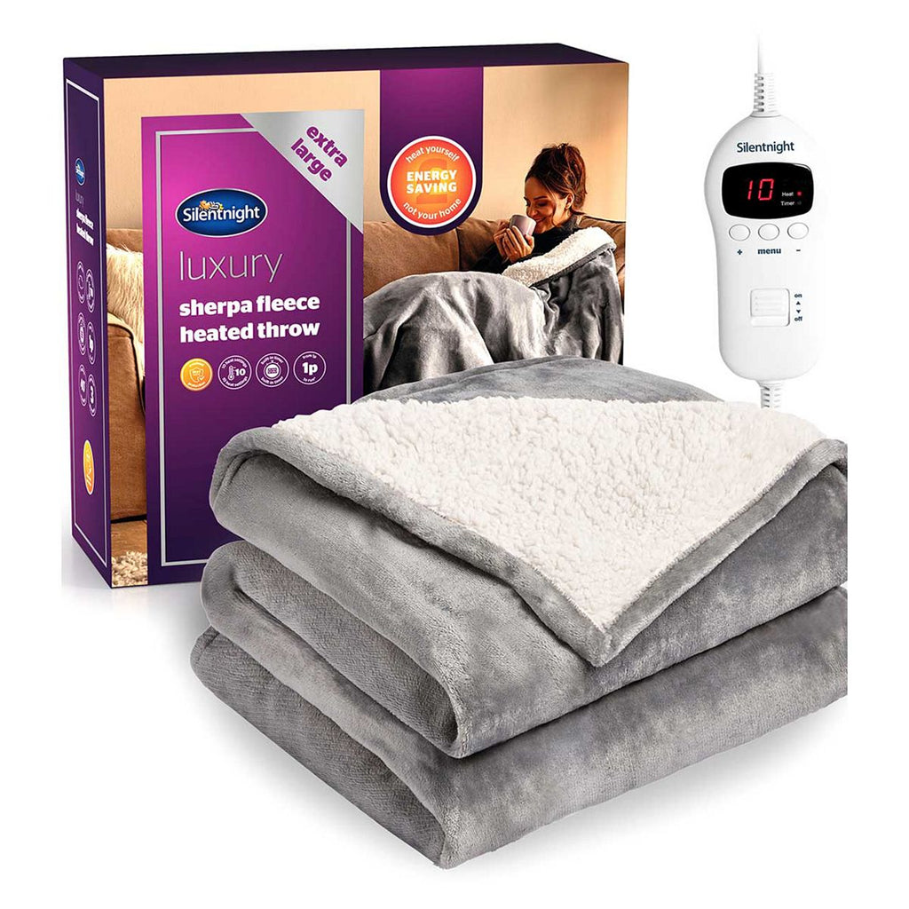 Silentnight Sherpa Fleece Heated Throw 180 x 200 cm