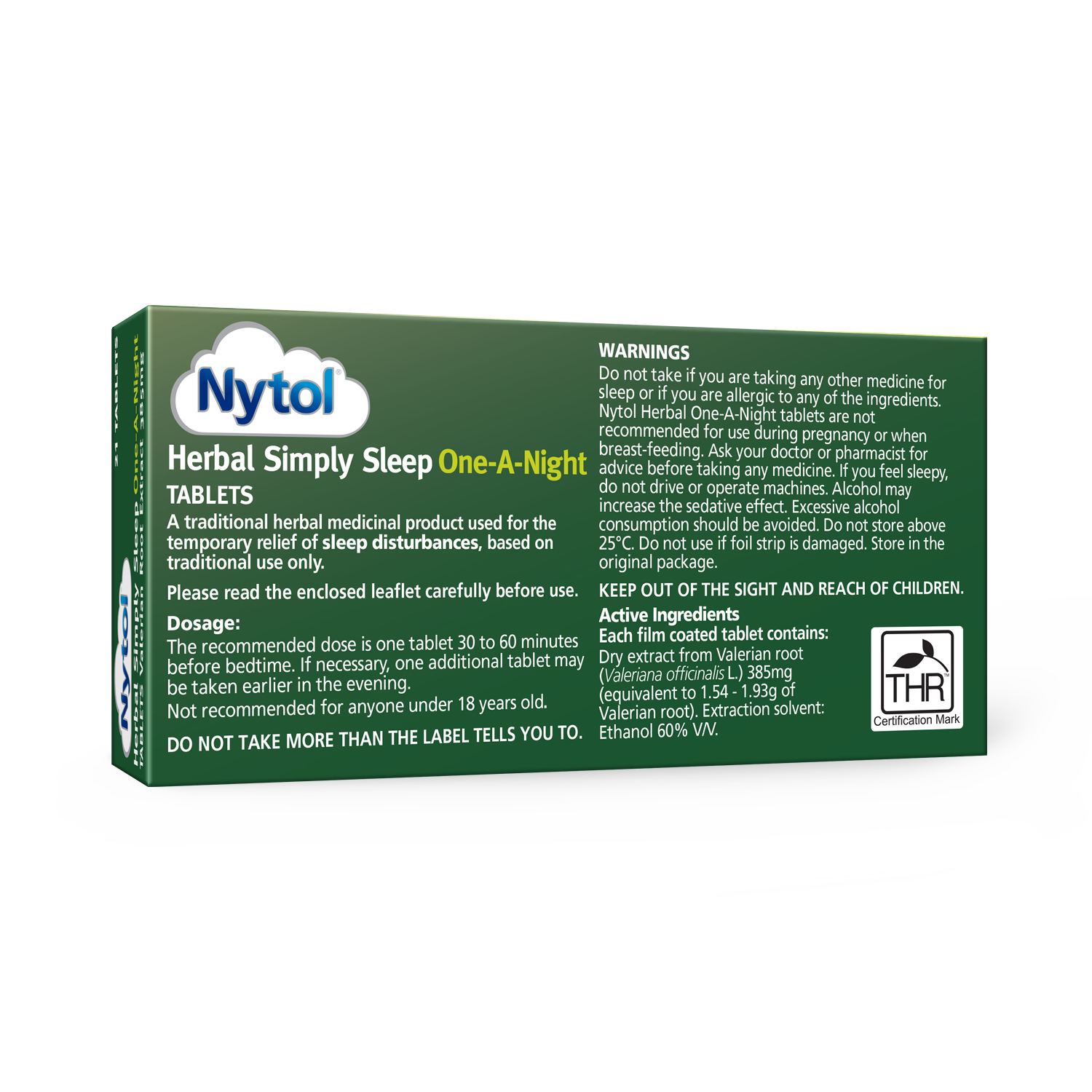 Nytol One-A-Night herbal tablets 21 tablets (British brand)