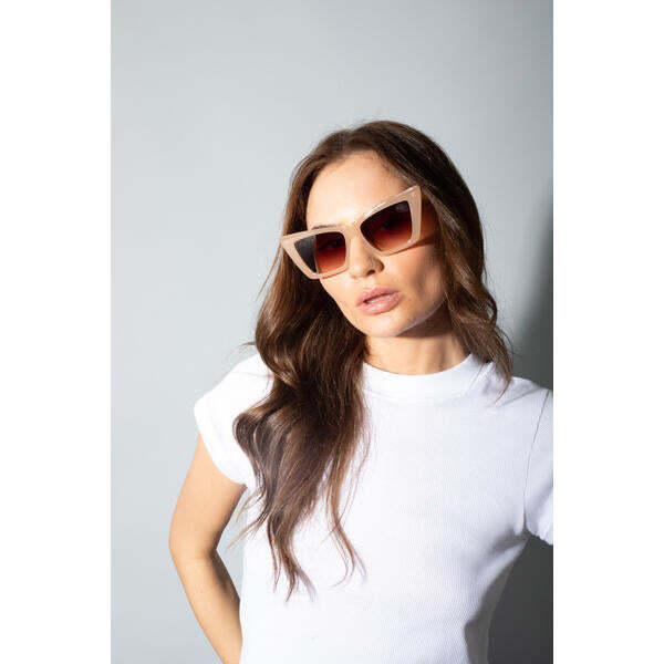 SVNX oversized cateye sunglasses in mocha (British brand)