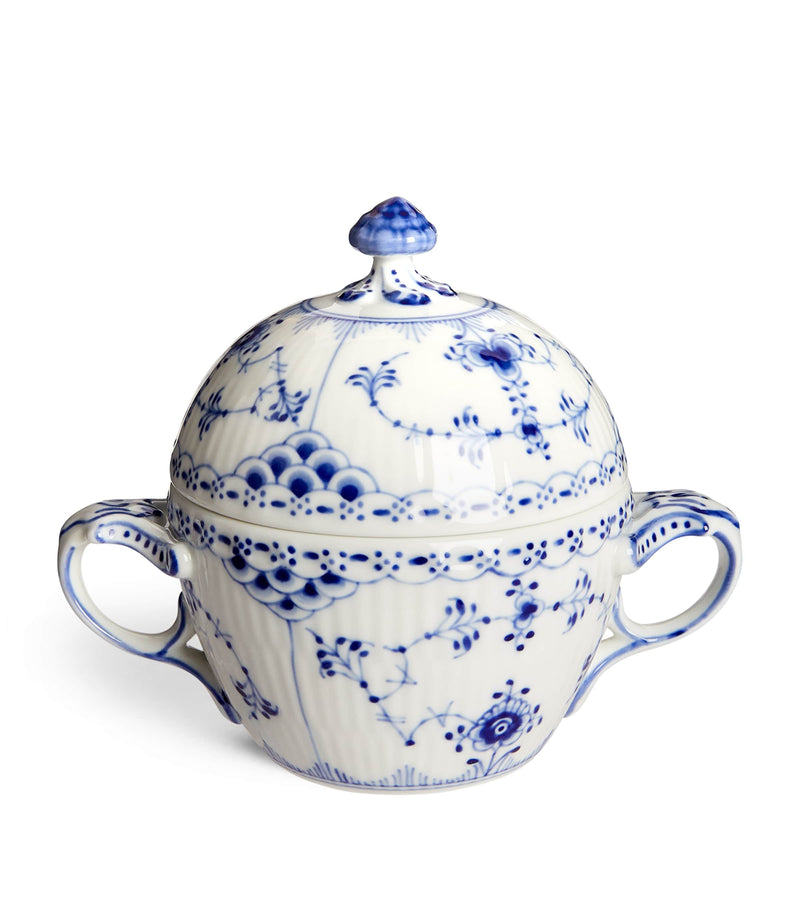 Royal Copenhagen Blue Fluted Half Lace sugar bowl, imported from the UK