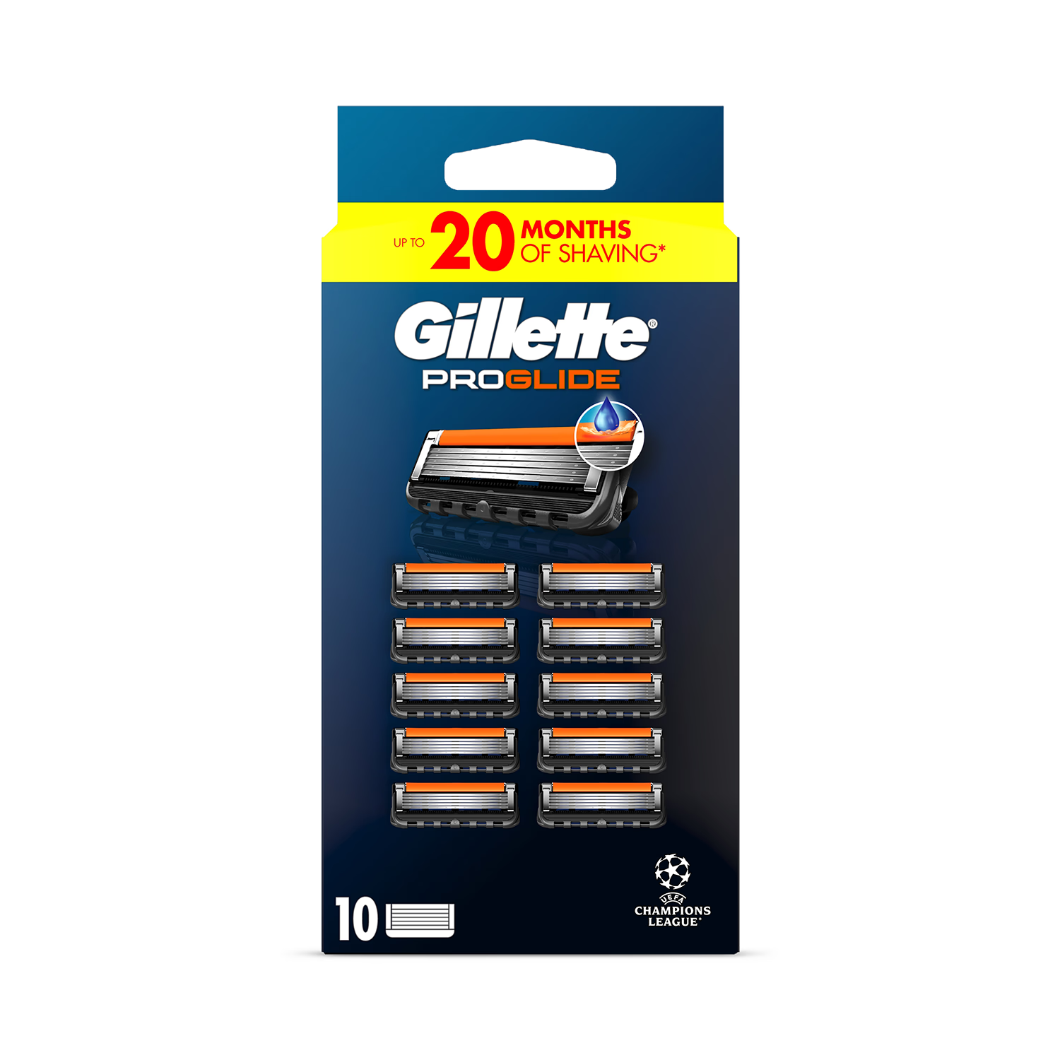 Gillette ProGlide 10 razor blade refills, imported from the UK