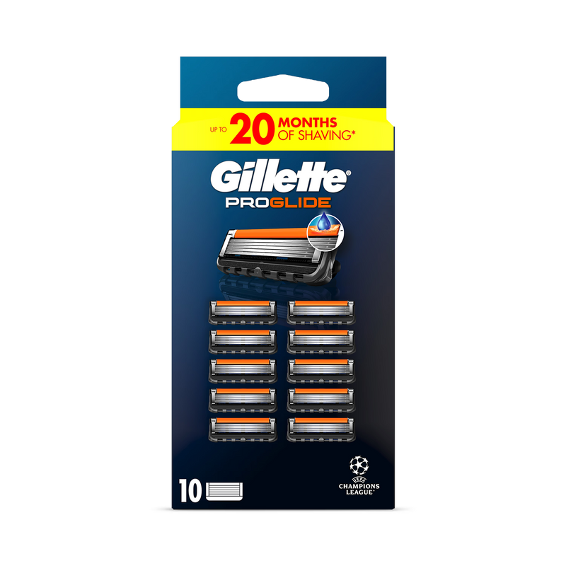 Gillette ProGlide 10 razor blade refills, imported from the UK