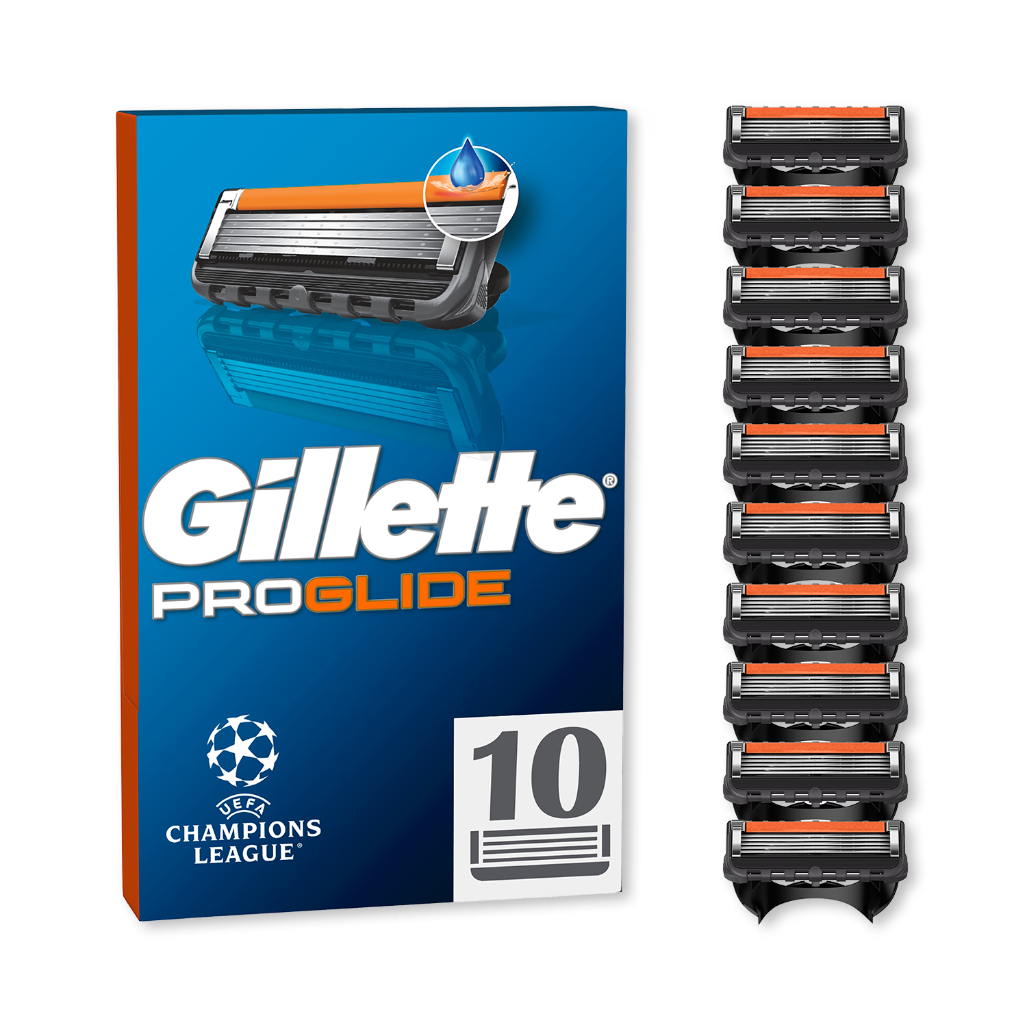 Gillette ProGlide 10 razor blade refills, imported from the UK