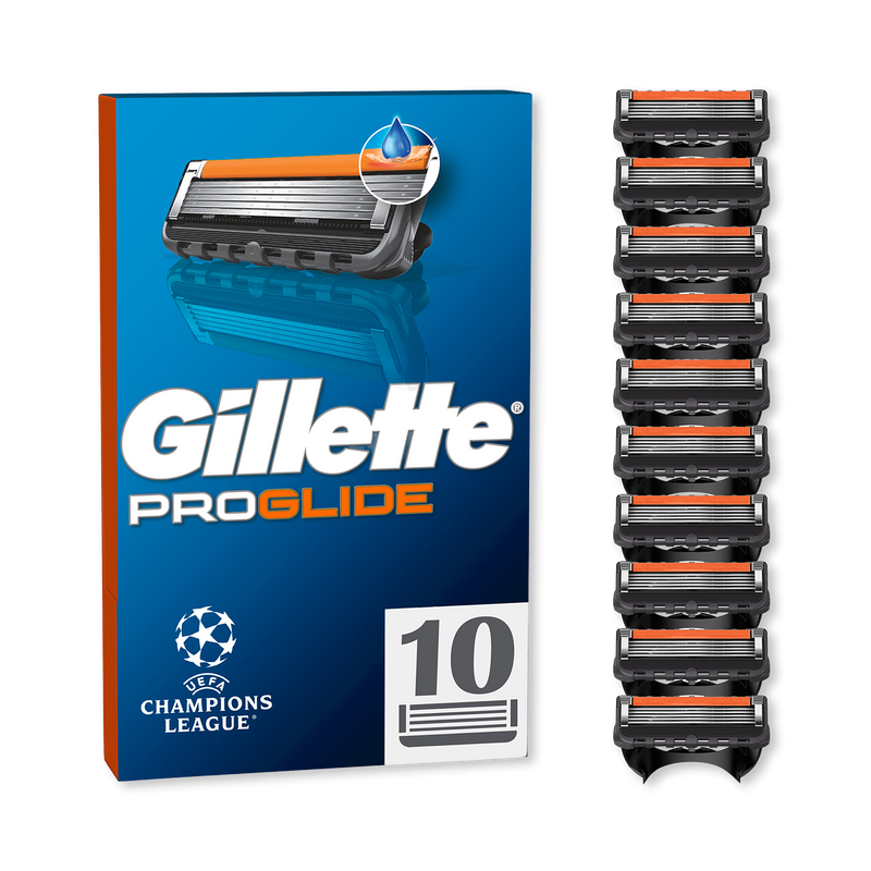 Gillette ProGlide 10 razor blade refills, imported from the UK