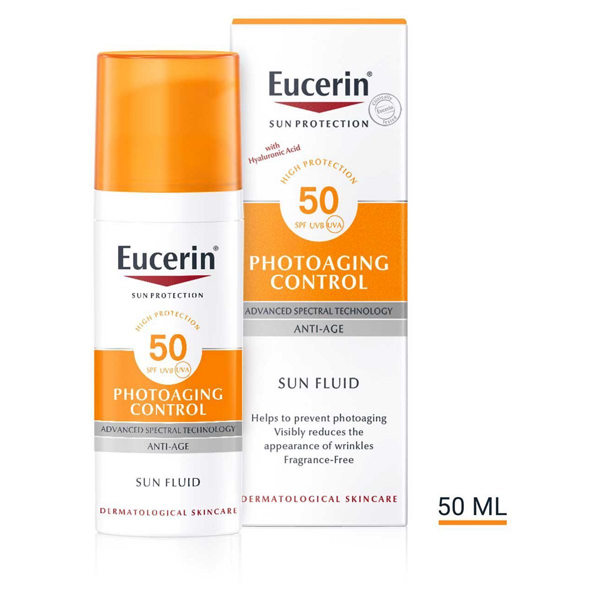 Eucerin Sun Anti-Ageing Sun Cream for Face with Hyaluronic Acid SPF 50+, 50ml GOODS Boots   