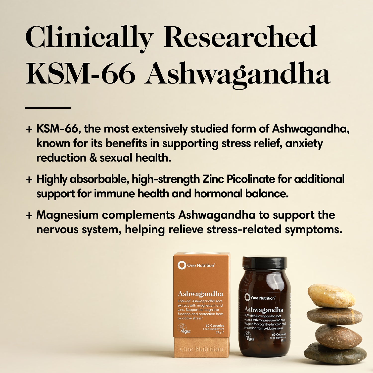 One Nutrition Ashwagandha supplement 60 capsules (British brand)