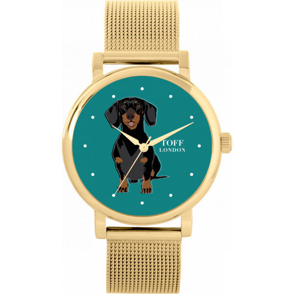 Toff London green ladies Dachshund dog watch, UK version