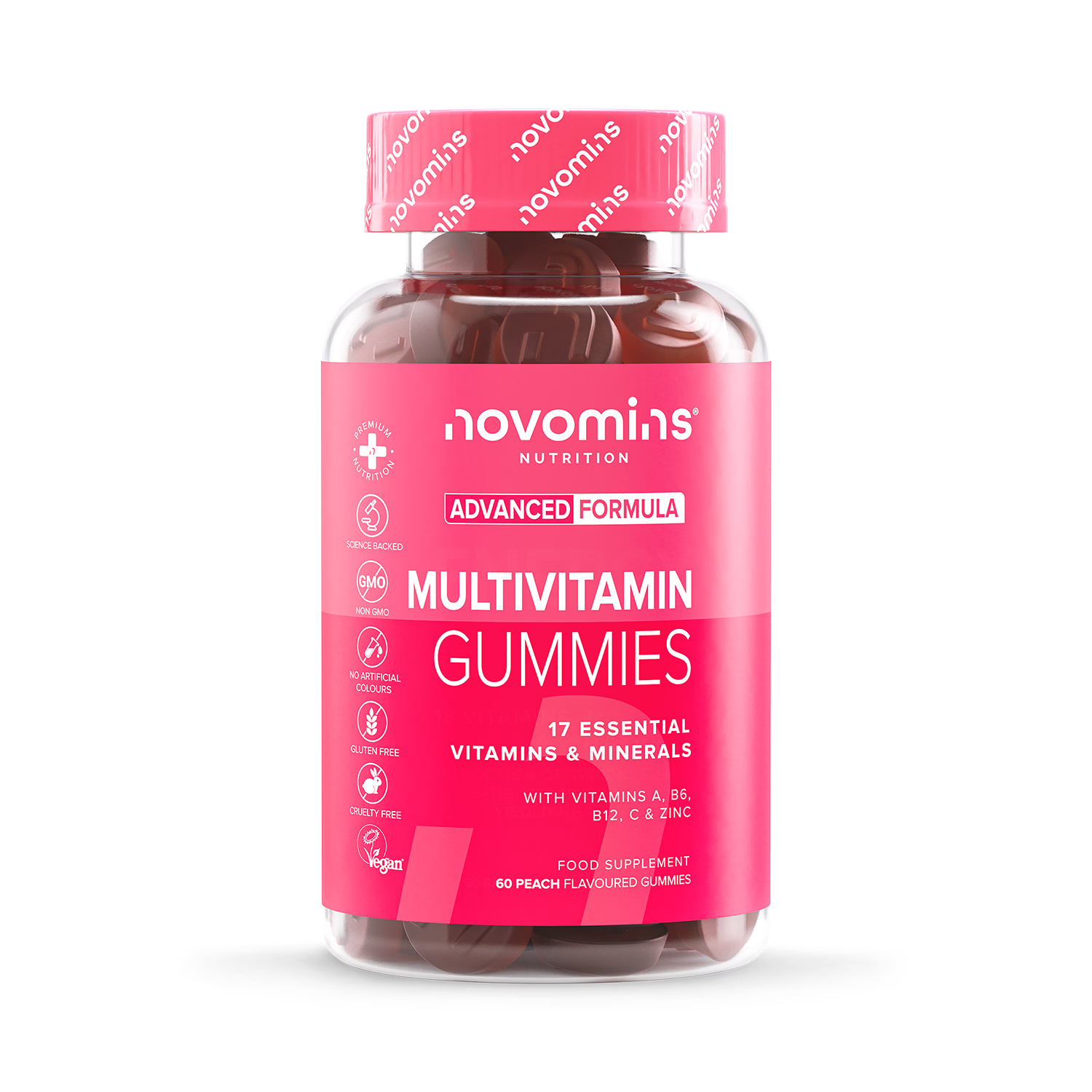 Novomins multivitamin peach gummies 60 count - British product