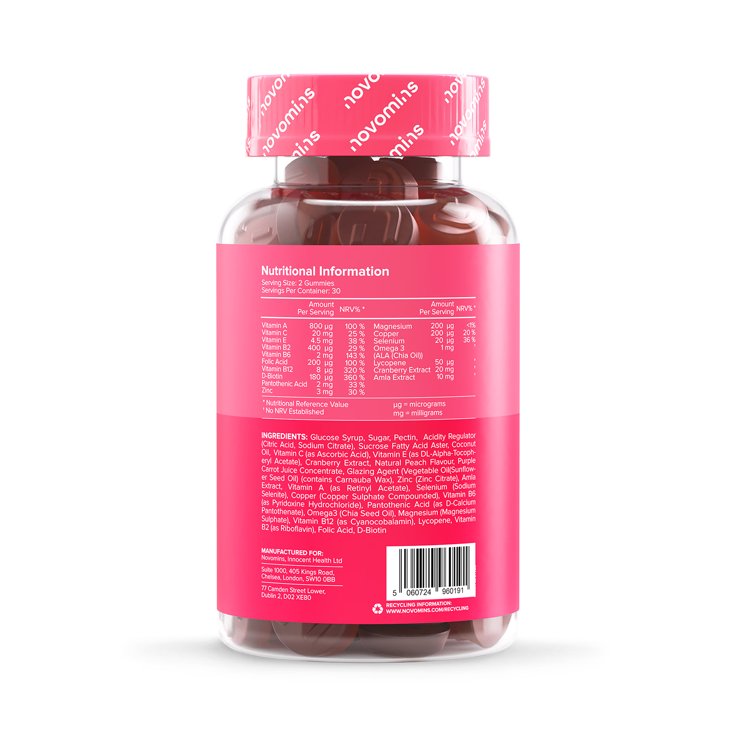 Novomins multivitamin peach gummies 60 count - British product