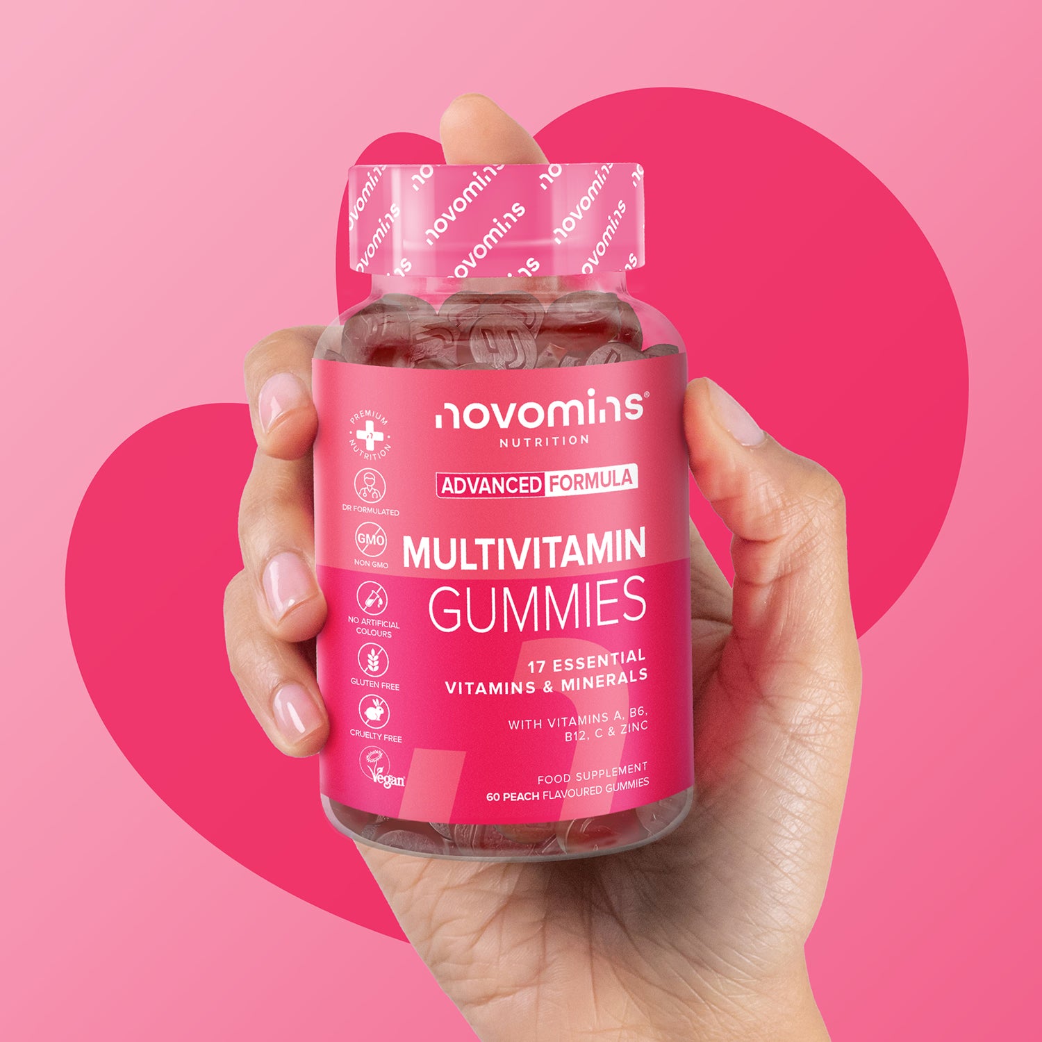 Novomins multivitamin peach gummies 60 count - British product