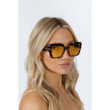 SVNX leopard yellow square sunglasses one size, UK version