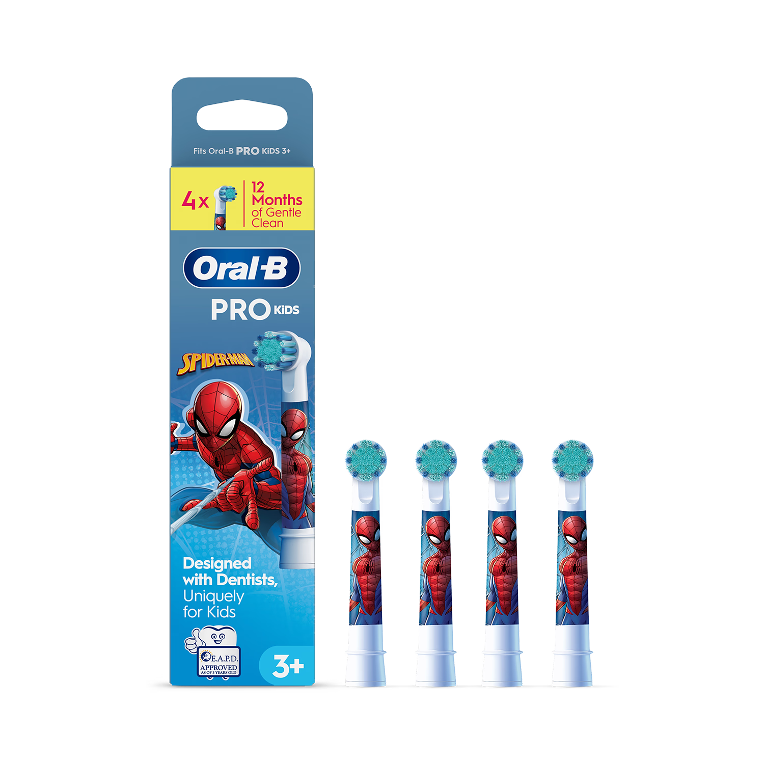 Oral-B Spiderman toothbrush heads pack of 4 (British brand)