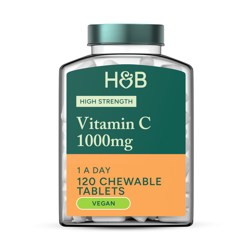 Holland & Barrett chewable vitamin c tablets orange 120 count, UK version