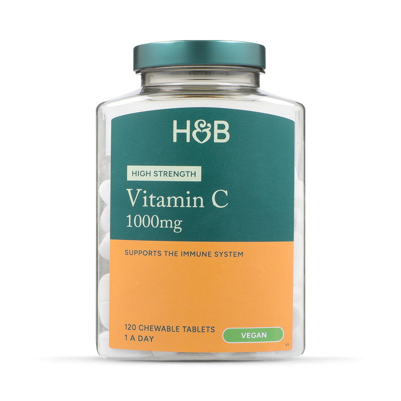 Holland & Barrett chewable vitamin c tablets orange 120 count, UK version