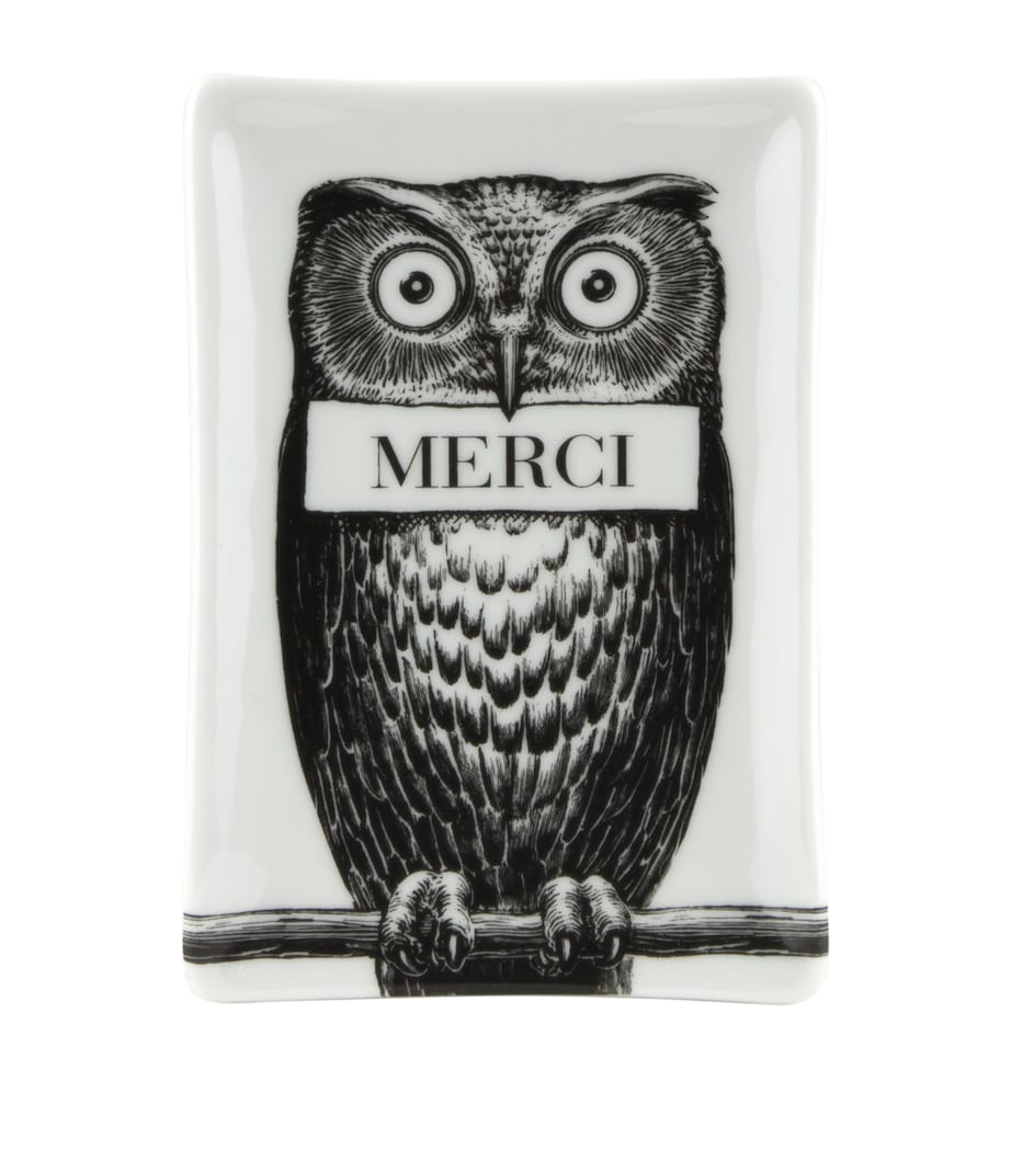 Fornasetti rectangular porcelain ashtray - British product