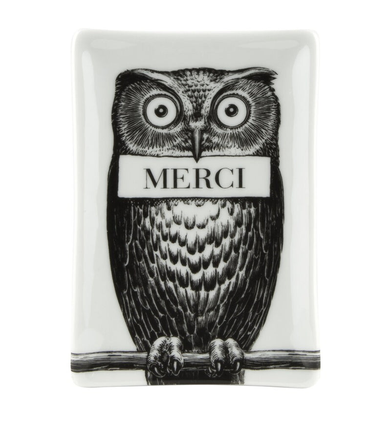 Fornasetti rectangular porcelain ashtray - British product