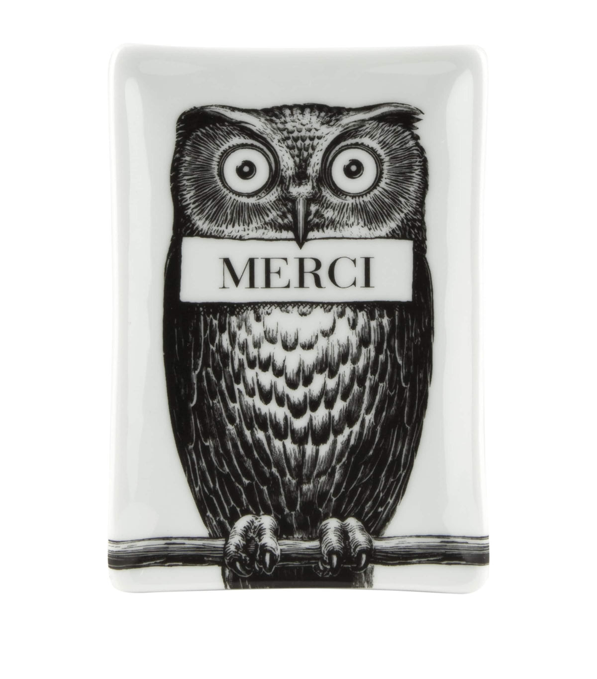 Fornasetti rectangular porcelain ashtray - British product