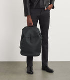 Scratch-Resistant Grained Leather Backpack with Buckle Fastening