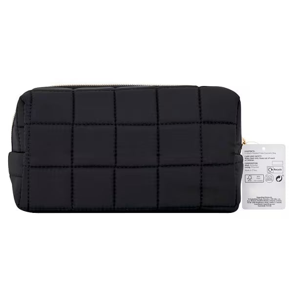 Superdrug black padded cube cosmetic bag (British brand)