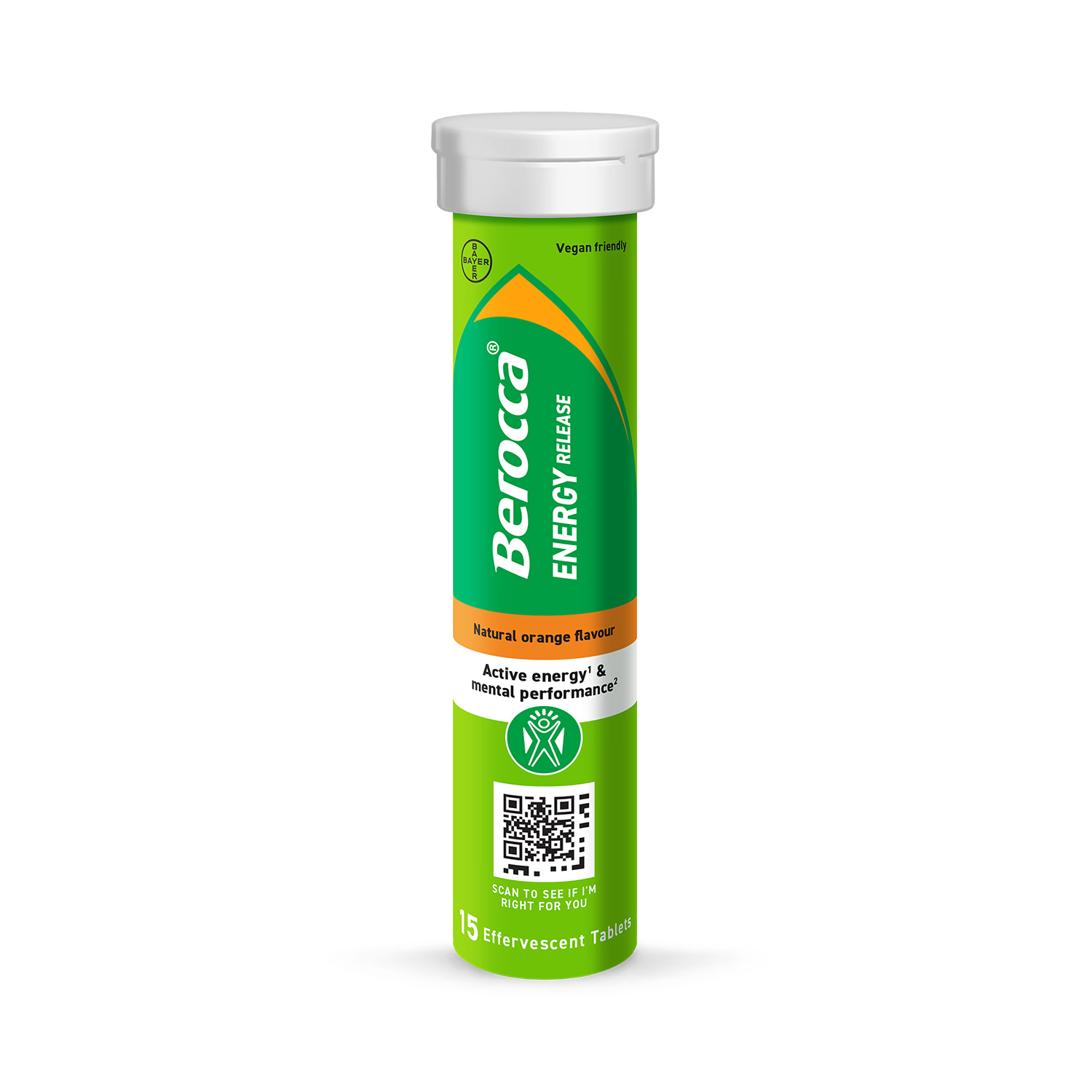 Berocca Energy effervescent tablets orange 15 tablets, imported from the UK