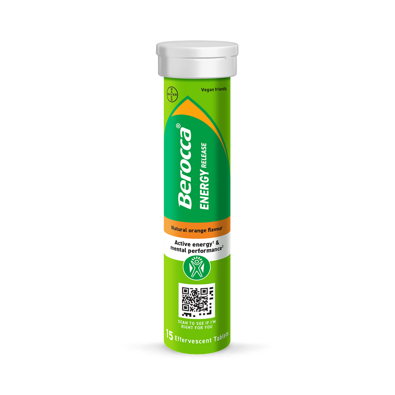 Berocca Energy effervescent tablets orange 15 tablets, imported from the UK