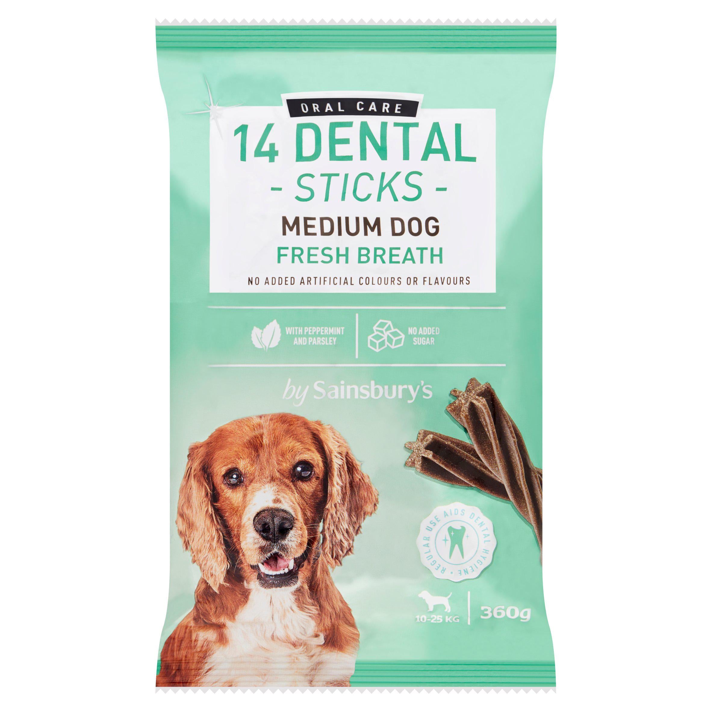 Sainsbury's Fresh Breath Dental Sticks for Medium Dogs x14 360g All bigger packs Sainsburys   
