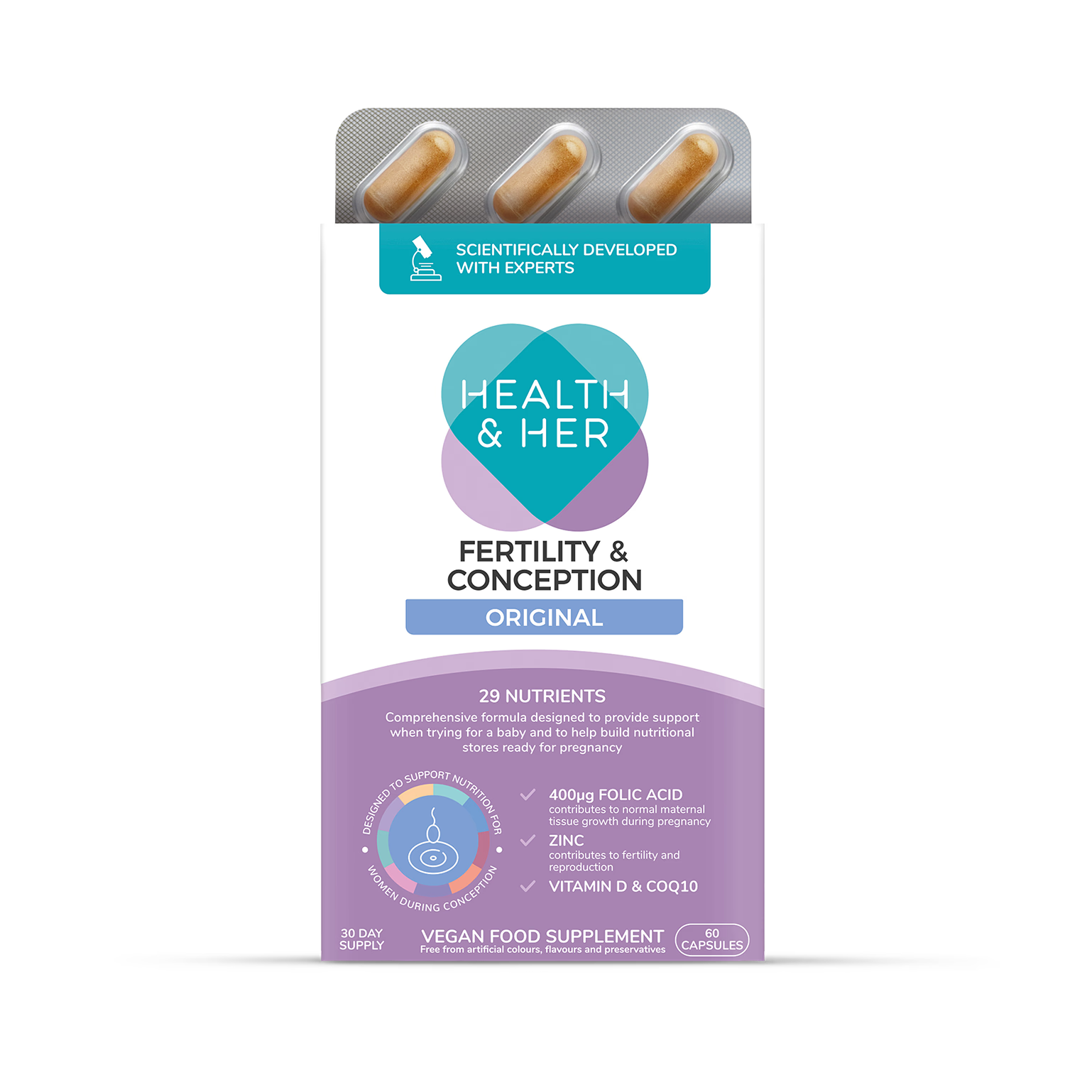 Health & Her fertility supplement 60 capsules - British product
