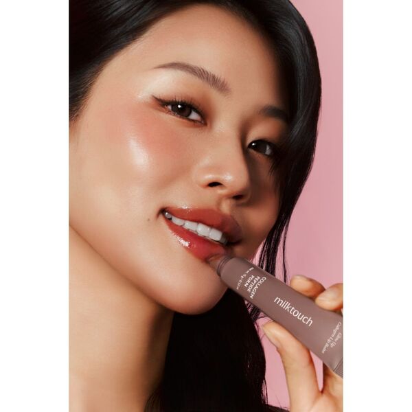 Milk Touch Glow Up Collagen Lip Balm in Caramel Fondue, imported from the UK