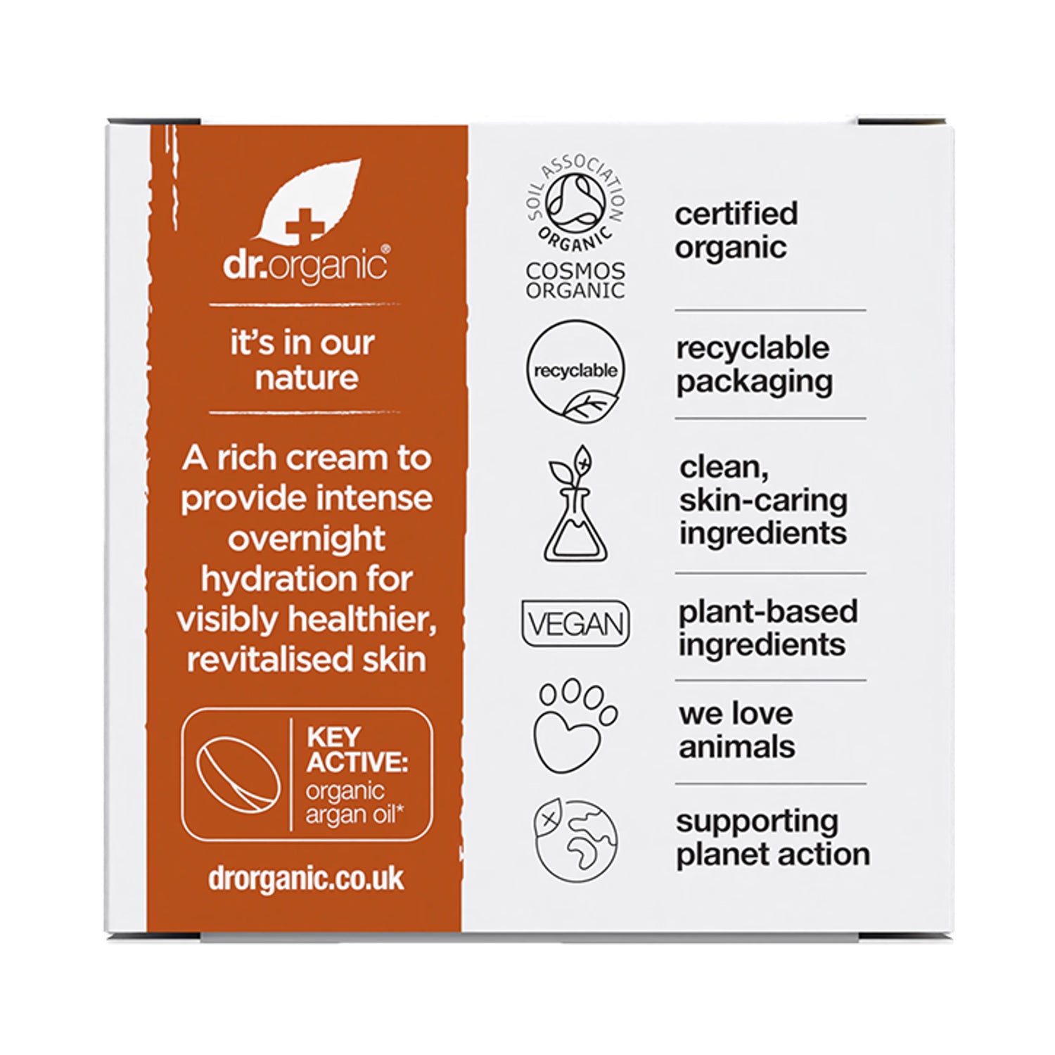 Dr Organic Moroccan Argan Oil Night Cream 50ml, imported from the UK