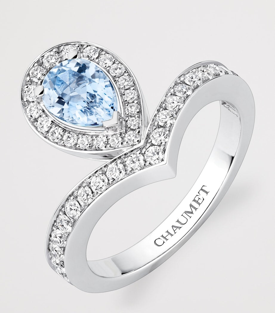 Chaumet white gold diamond aquamarine Joséphine Aigrette ring - British product