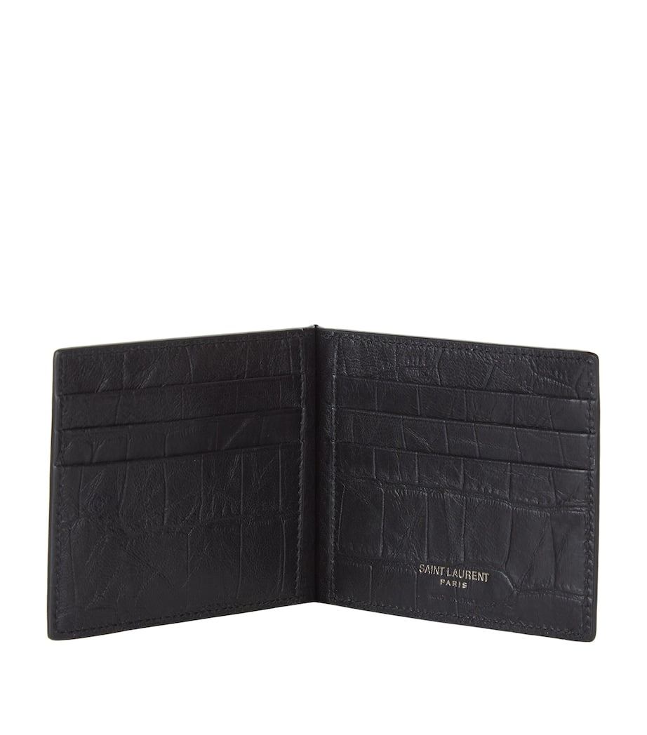 Saint Laurent monogram card holder with crocodile leather, imported from the UK