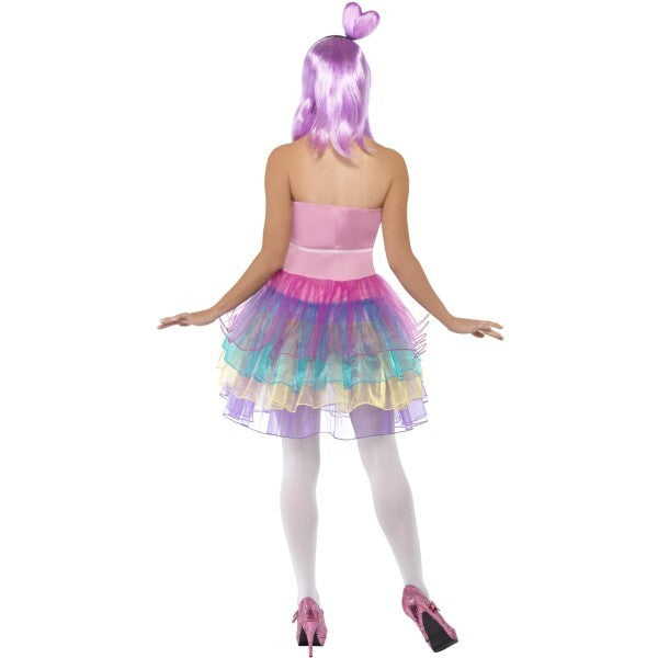 Smiffys Candy Queen costume pink latex bodice dress, imported from the UK