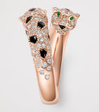 Cartier rose gold Panthère ring with diamonds, emerald, and onyx - British product
