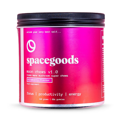 Holland & Barrett Spacegoods Mushroom Moon Chews Strawberry Gummies 60 Pack- Buy online at McGrocer