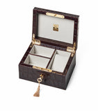 Aspinal of London leather croc-embossed watch and cufflinks box - British product