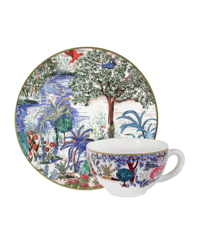 Harrods Gien Set of 2 Jardin Du Palais Tea Cups and Saucers 15cm- Buy online at McGrocer