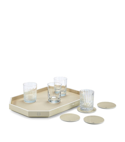 Plateau de service octogonal moyen Baccarat 46 cm x 32 cm