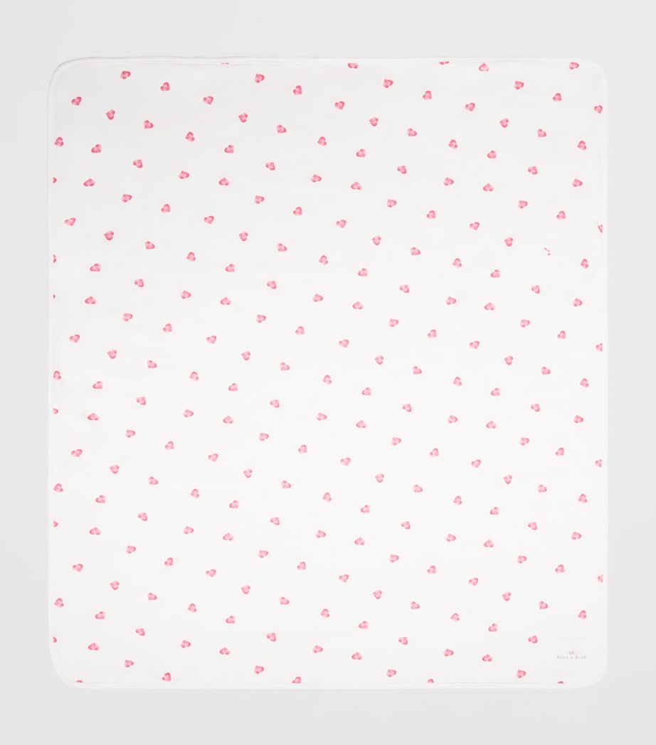 Rosa & Blue hearts baby blanket bamboo organic cotton - British product