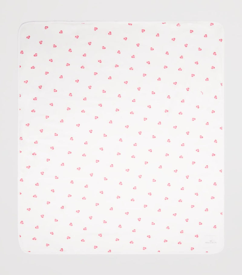 Rosa & Blue hearts baby blanket bamboo organic cotton - British product