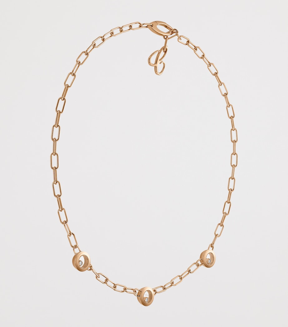 Chopard Happy Diamonds necklace rose gold floating diamonds (British brand)