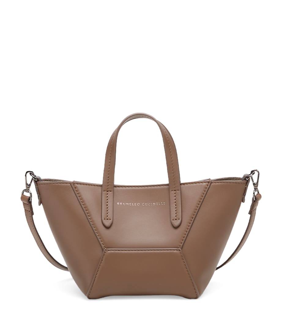 Brunello Cucinelli mini calfskin BC Duo tote bag, imported from the UK