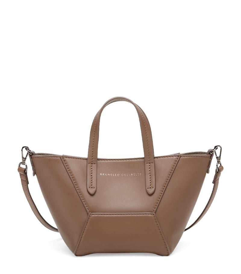 Brunello Cucinelli mini calfskin BC Duo tote bag, imported from the UK