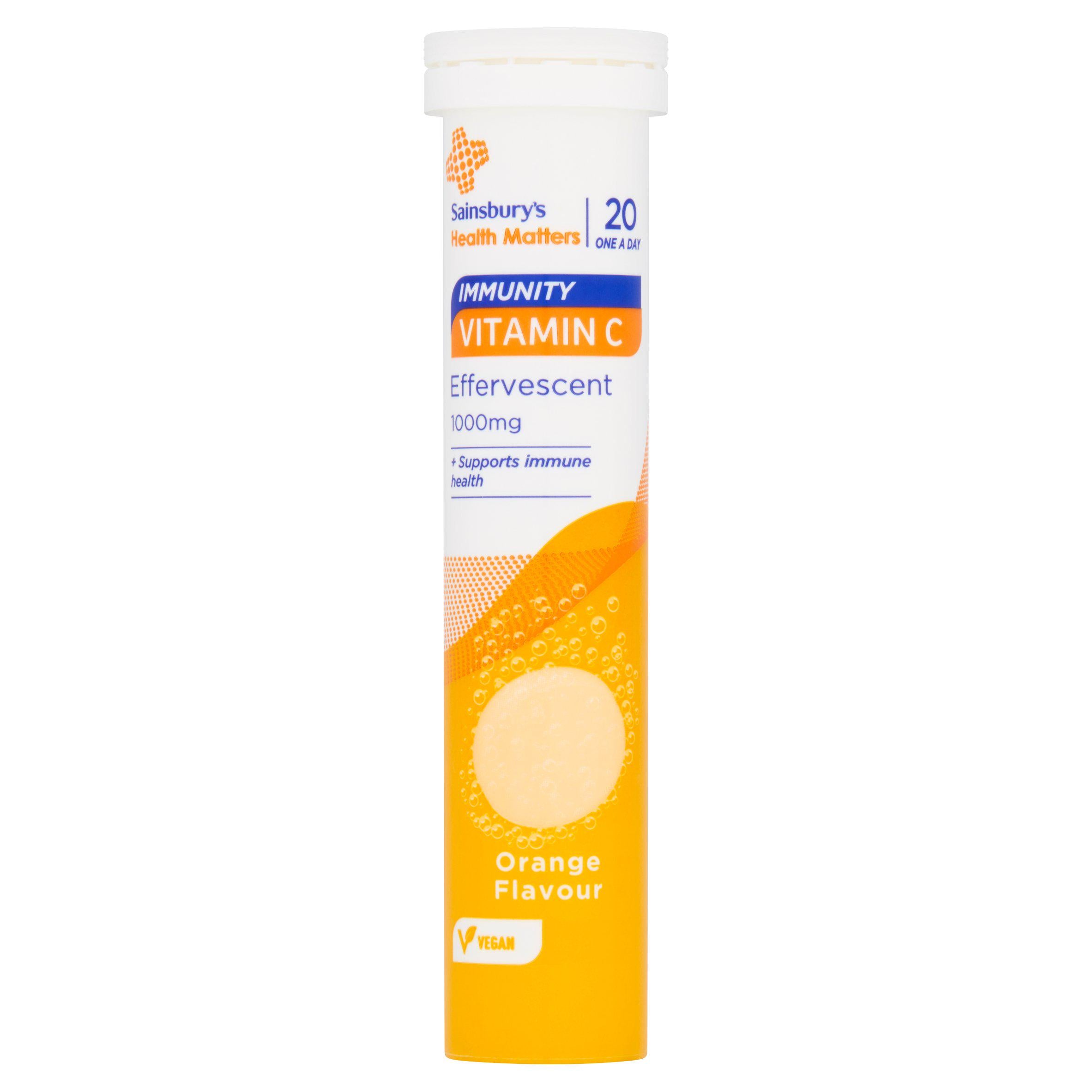 Sainsbury's Health Matters Immunity Vitamin C Effervescent Orange Flavour Tablets 1000mgx20 GOODS Sainsburys   