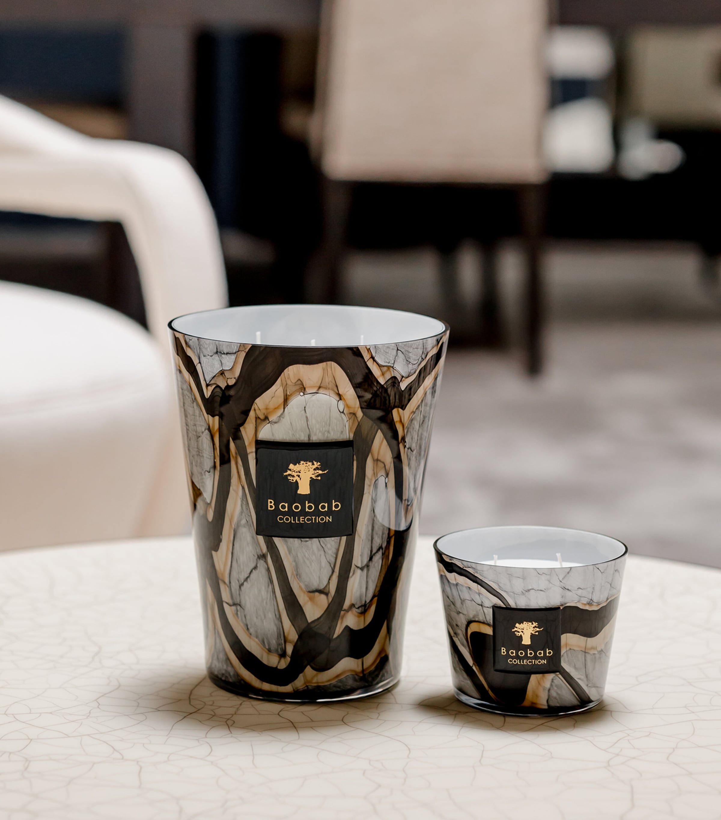 Baobab Collection marble candle 16cm - British product